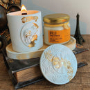 Kit The Sun - velas aromáticas manga & maracujá + bandeja sunset