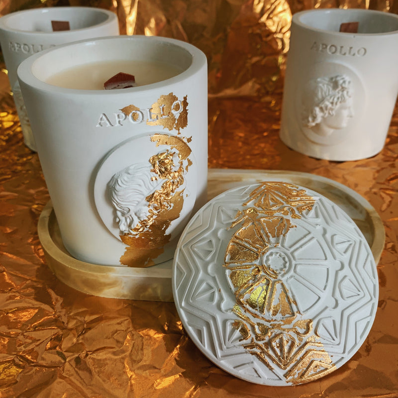 Kit The Sun - velas aromáticas manga & maracujá + bandeja sunset