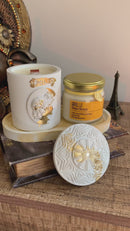 Kit The Sun - velas aromáticas manga & maracujá + bandeja sunset